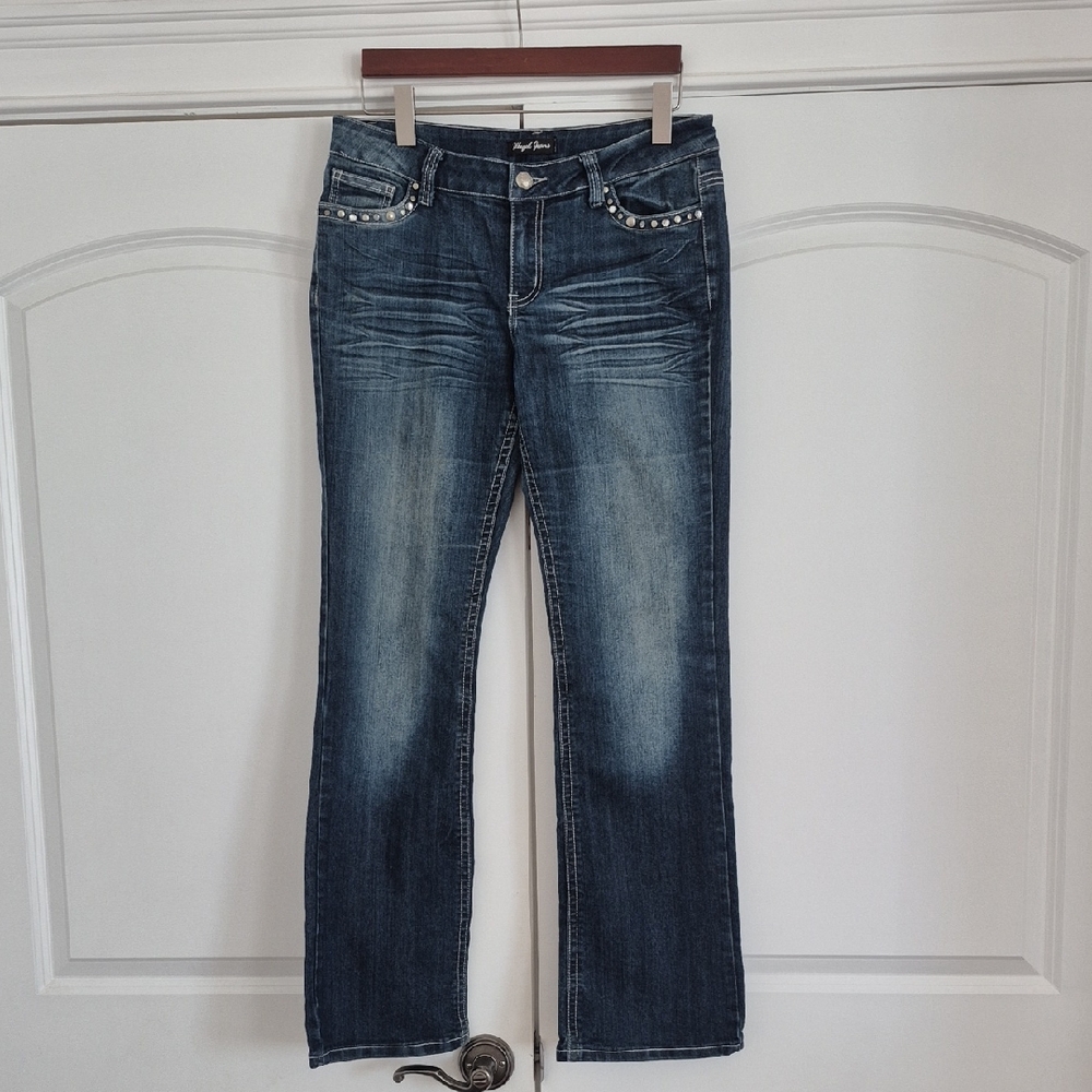 Illega Blue Boot Cut Jeans with Stud Accents